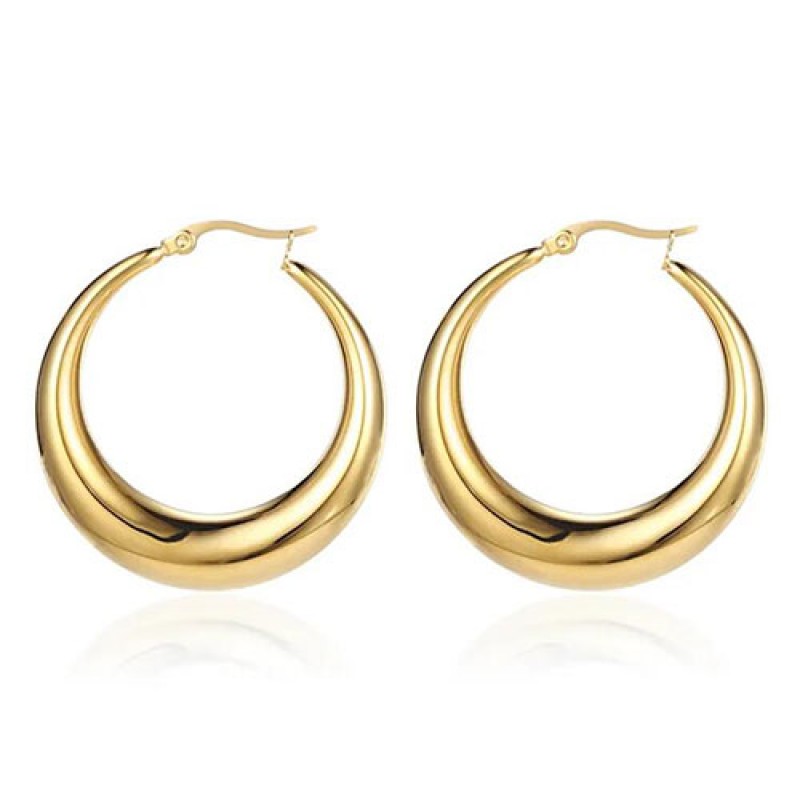 Large round hollow earrings